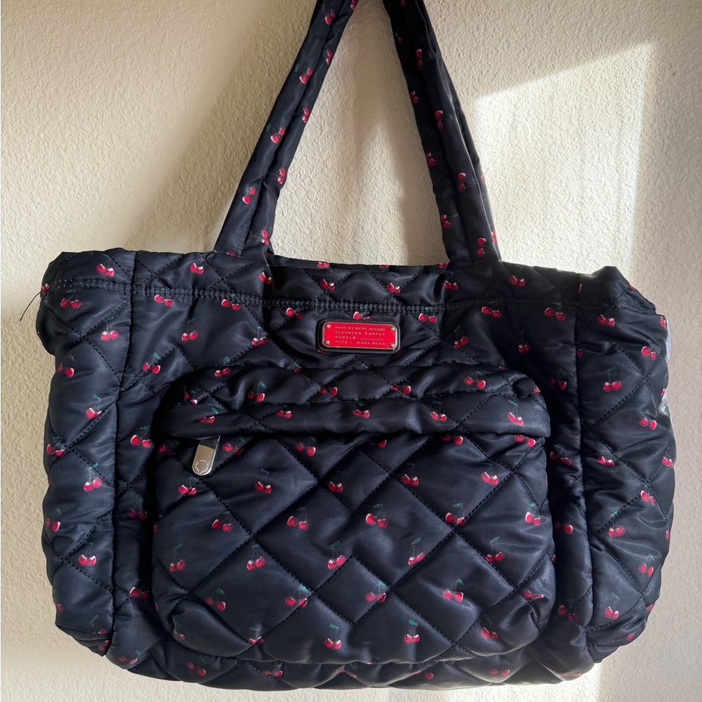 Marc Jacobs Black Quilted Tote with Cherry Accents
